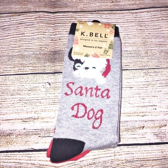 NWT 2Pack Christmas Socks Santa Dog OS - Picture 1 of 5